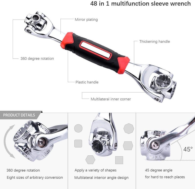 ISHWANKU ISHWANKU 48 in 1 Socket Wrench Multifunction Universal Tool with Spline Bolts 360 Degree Revolving Spanner Multi  - Image 3