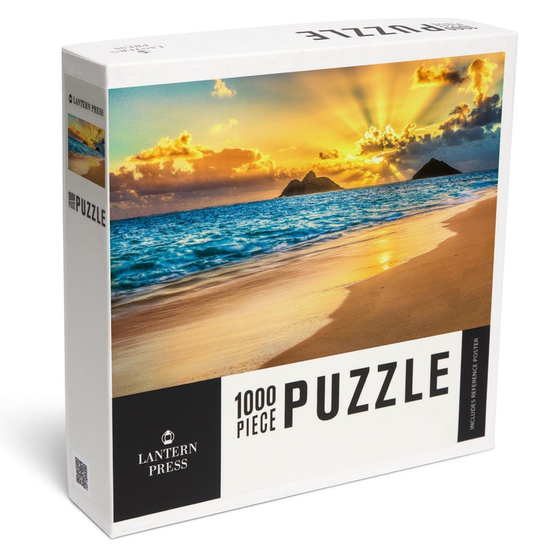 Lantern Press Lanikai Beach Kailua Oahu Hawaii Sunrise Over Beach 1000 Piece Jigsaw Puzzle for Adults Made in USA with Reference Poster - Image 3
