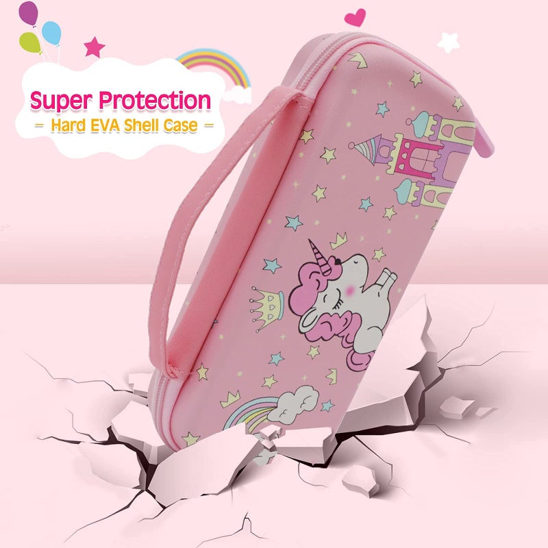 Trunple Pink Unicorn Carrying Case Compatible with Nintendo Switch Lite with Crystal Glitter Soft Protective Case Cover+Screen Protector+Stickers, Hard Storage Case Accessories Kit for Girls Birthday Gift - Image 4