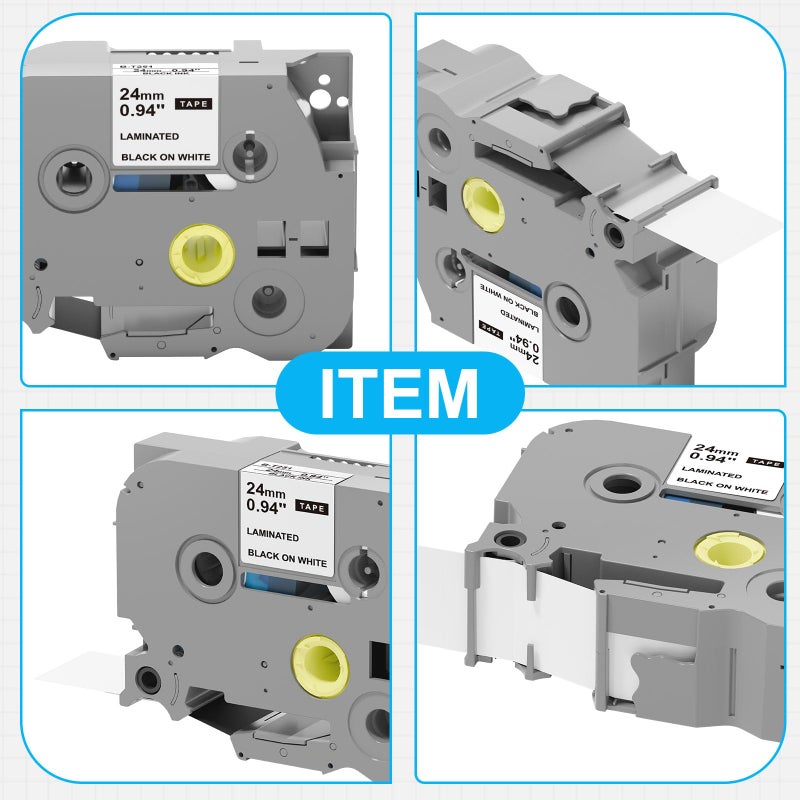 Timorn Label Maker Tz Tape 24mm 0.94 Laminated White Compatible with 1 Inch Brother Tz Tze-251, Black on White Labels Refill for P Touch PT-D600 PT-D610BT P710BT P700 4 Pack - Image 3