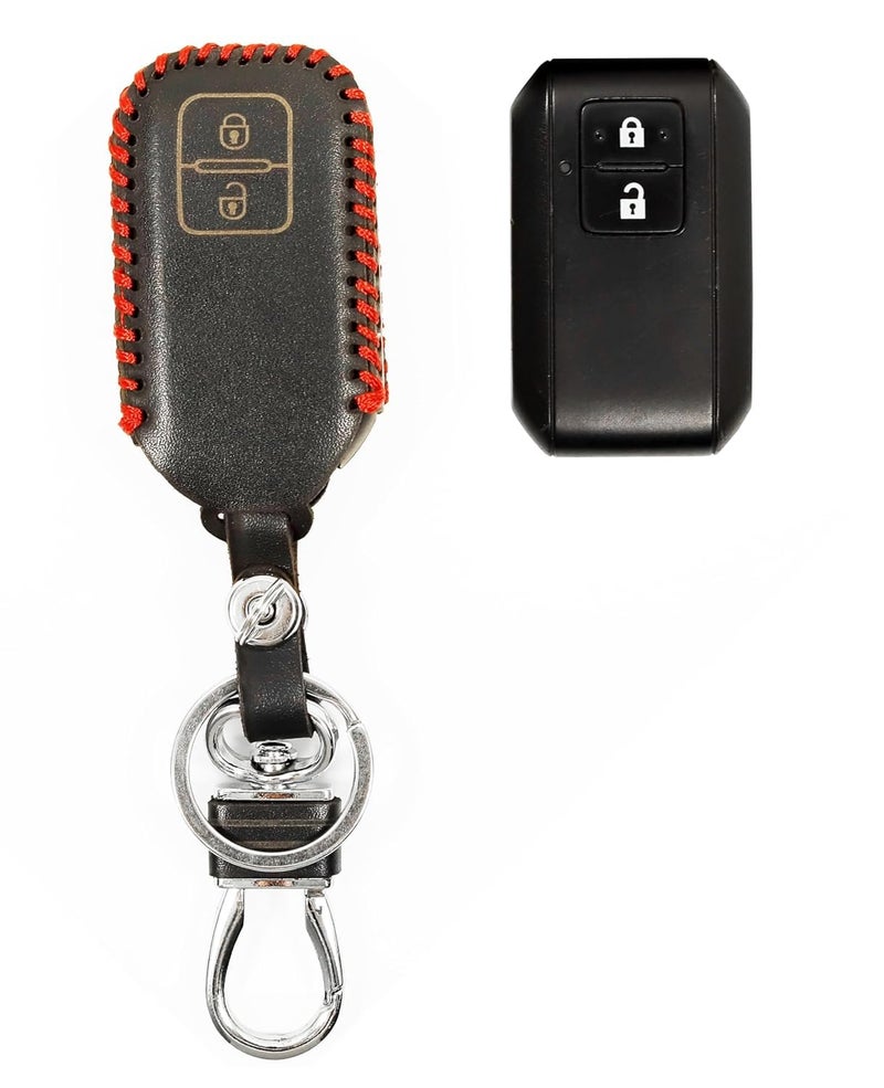 Aliens World Leather Smart Car Key Cover Case with Metal Hook Keychain for Maruti Suzuki Swift,Baleno,XL6,New Dzire,New Ertiga,New Brezza 2022,Grand Vitara (Black) - Image 4