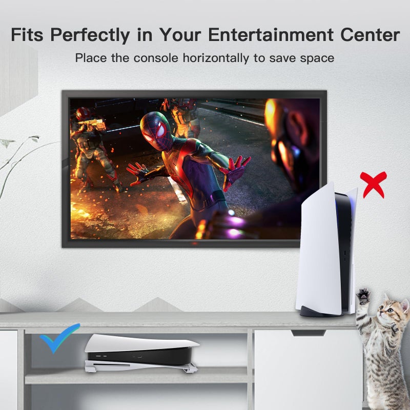 NexiGo PS5 Accessories Horizontal Stand, [Minimalist Design], PS5 Base Stand, Compatible with PlayStation 5 Disc & Digital Editions, White - Image 2