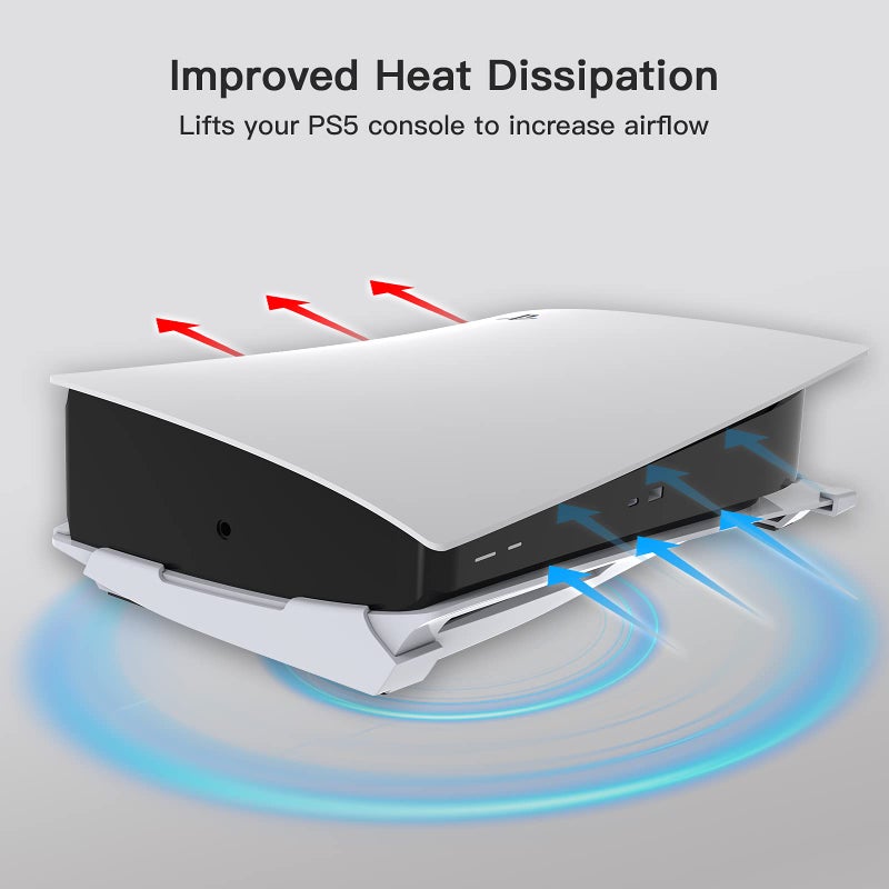 NexiGo PS5 Accessories Horizontal Stand, [Minimalist Design], PS5 Base Stand, Compatible with PlayStation 5 Disc & Digital Editions, White - Image 3