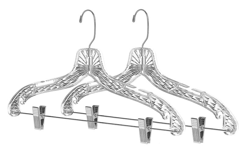 Whitmor Crystal Suit Hangers with Clips S/2