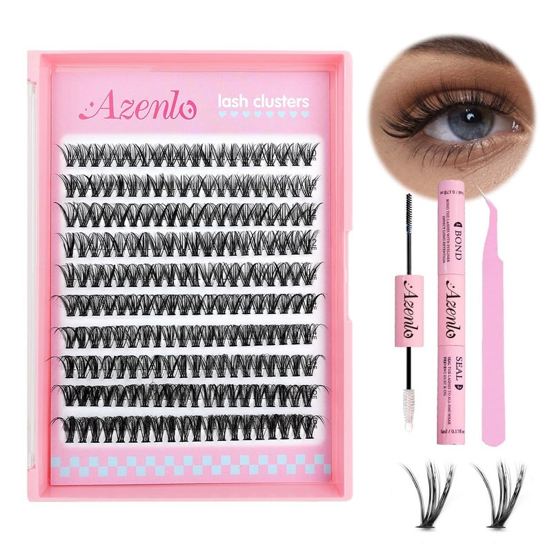 Azenlo Natural Lash Clusters Kit Wispy Eyelash Clusters 120 pcs Cluster Eyelash Extensions C Curl Individual Lashes 10-16 mm Mix Length Natural Looks (30D KIT 120 Pcs) - Image 1