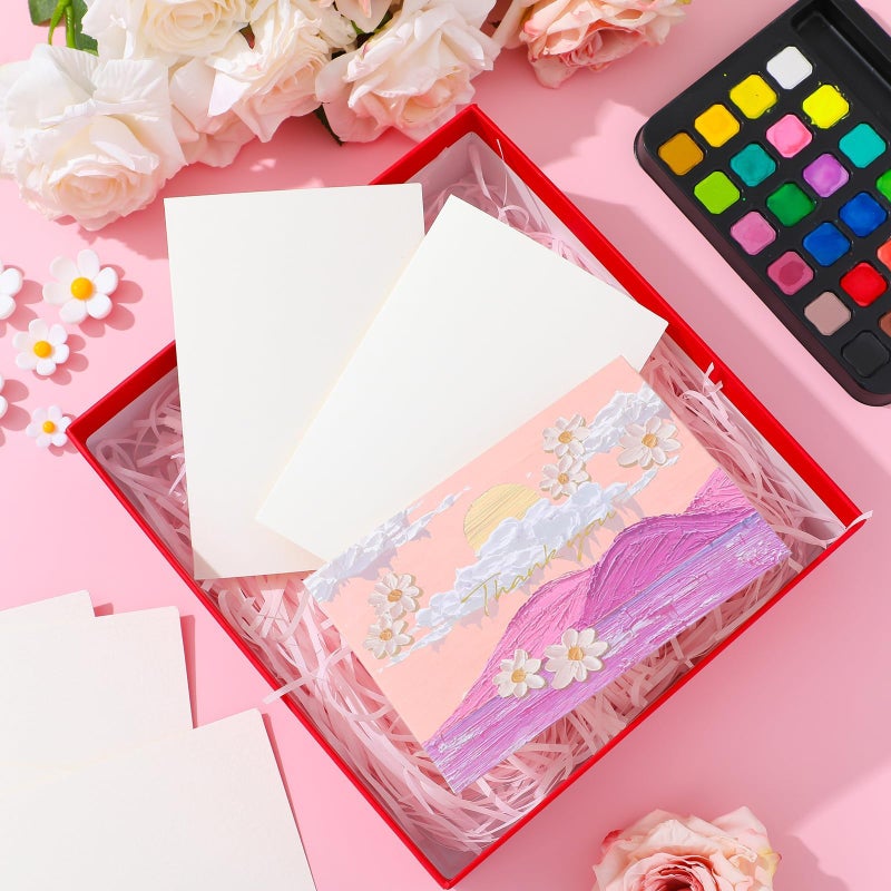 ProSuites 30 Sets Blank Watercolor Cards with Envelopes, 140lb/300GSM Cotton Watercolor Paper Cards, 4 x 6 in Foldable Watercolor Postcards with Envelopes for Greeting Cards Birthday Wedding Invitations - Image 4