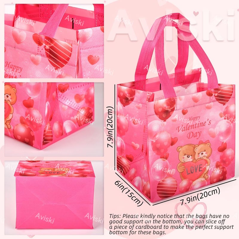 Aviski 24PCS Happy Valentines Day Reusable Gift Bags, Treat Bags with Handles, Goodie Bags, Multifunctional Non-Woven Valentines Bags for Gifts Wrapping, Party Supplies, 7.9 Ã— 7.9 Ã— 5.9inch - Image 2