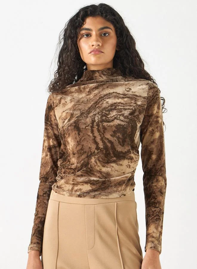2Xtremz 2Xtremz All-Over Print High Neck Top with Long Sleeves