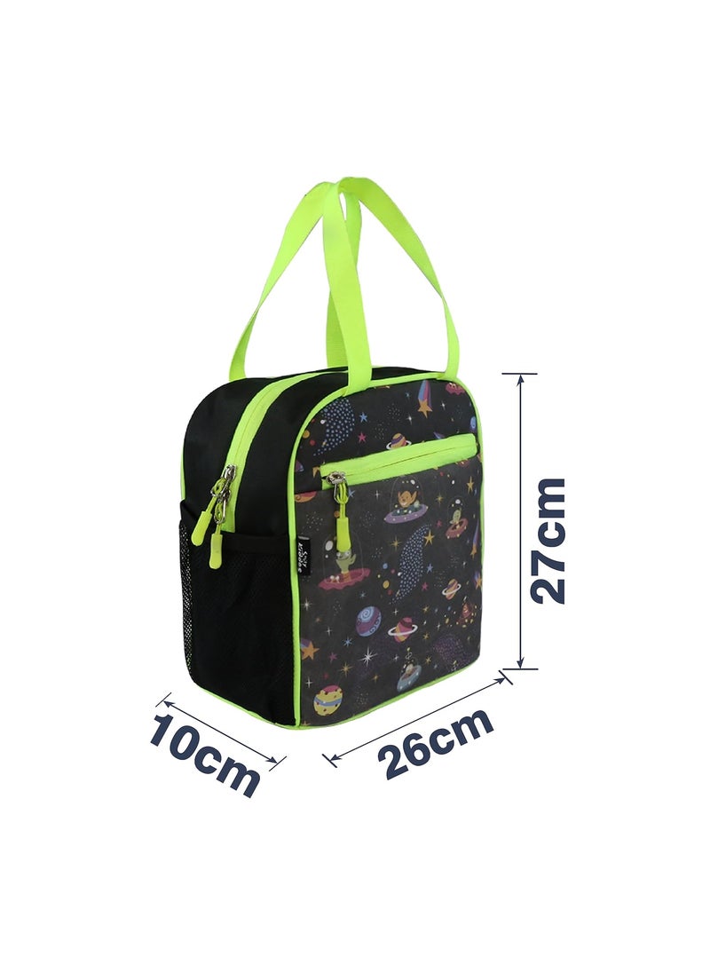 SMILY KIDDOS Smily Kiddos Joy Lunch Bag- Alien Blac Theme - Multicolor| one Main Compartment | Best Birthday Return Gifts for Boys & Girls  - Image 2