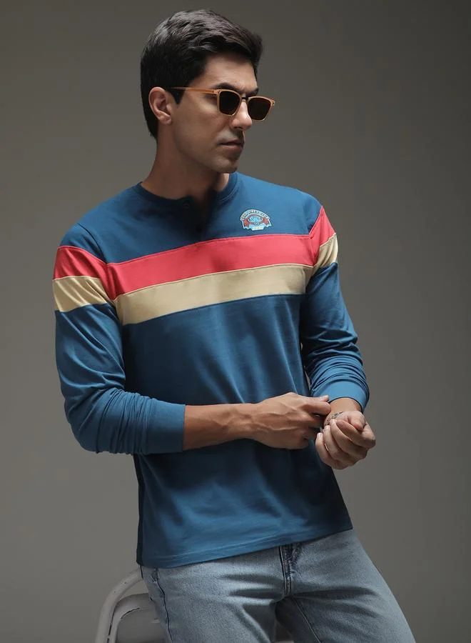 Difference of Opinion Men Regular Fit Henley Neck T-Shirt