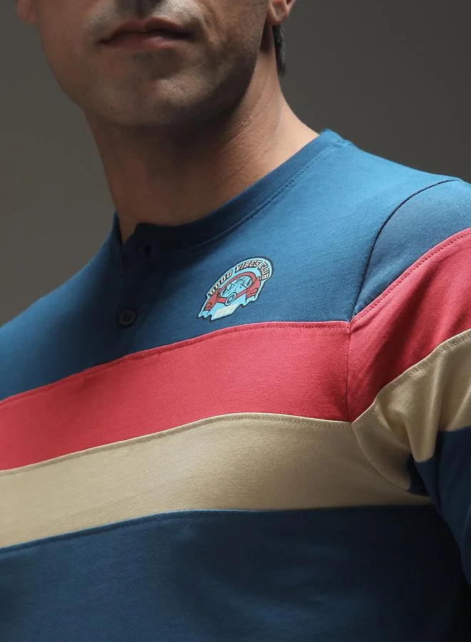 Difference of Opinion Men Regular Fit Henley Neck T-Shirt