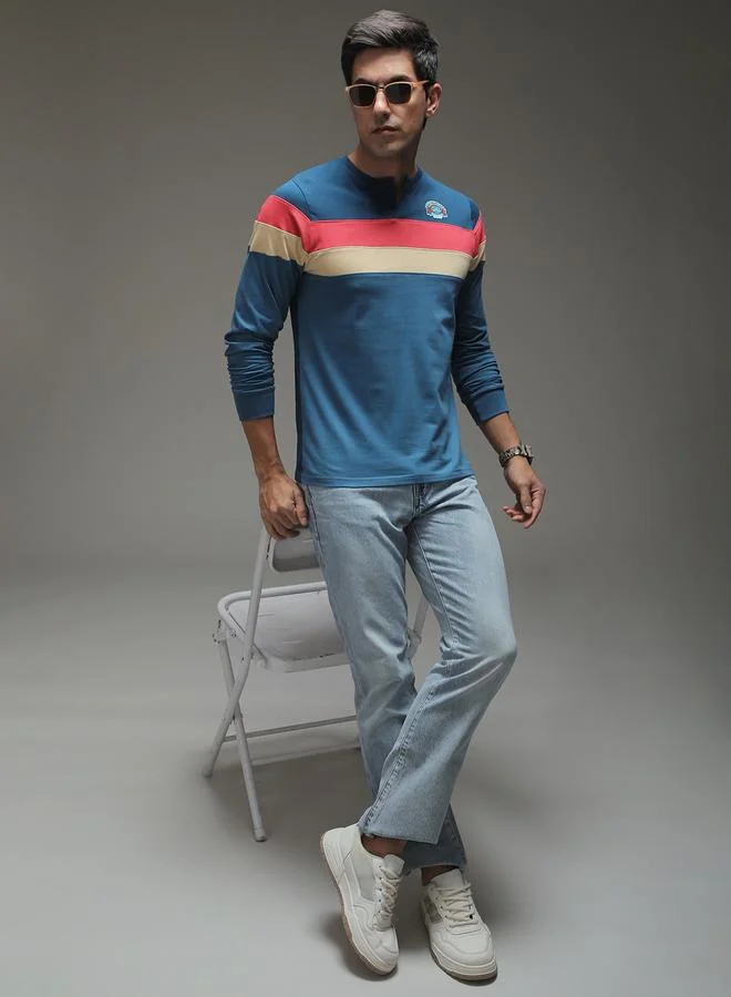 Difference of Opinion Men Regular Fit Henley Neck T-Shirt