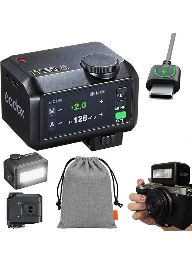 Godox Godox iT30 Pro S iT30Pro S iT30Pro-S iT30ProS Mini Flash for Sony Camera, TTL Auto-Exposure, HSS 1/8000 Seconds, 2.4G Wireless Xsystem, 2.8" Full-Color Touchscreen (Black)  - Image 1