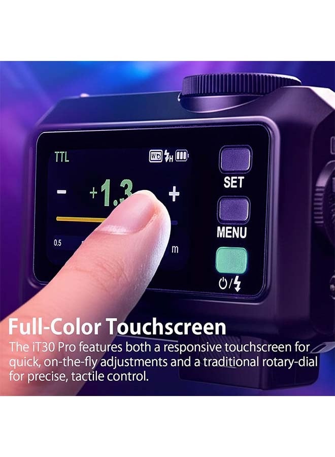 Godox iT30 Pro S iT30Pro S iT30Pro-S iT30ProS Mini Flash for Sony Camera, TTL Auto-Exposure, HSS 1/8000 Seconds, 2.4G Wireless Xsystem, 2.8" Full-Color Touchscreen (Black)