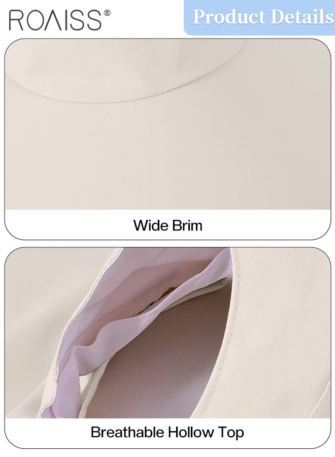 roaiss Women's Sun Protection Shawl Empty Top Hat, Detachable Neck Protection Wide Brim Hat, Ponytail Anti-ultraviolet Sun Hat, Suitable for Garden Fishing Hiking Sun Protection Cap - Image 4