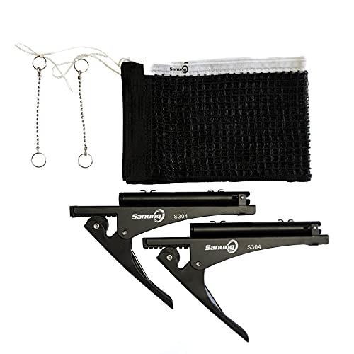 Sanung S304 Portable Table Tennis Net and Post Set Folding Spring Clamp-on with 2 Posts Kit Adjustable Ping Pong Training Mesh Net for Standard 60in Wide Tables Easy Setup - Image 3