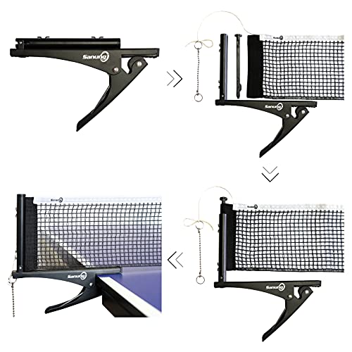 Sanung S304 Portable Table Tennis Net and Post Set Folding Spring Clamp-on with 2 Posts Kit Adjustable Ping Pong Training Mesh Net for Standard 60in Wide Tables Easy Setup - Image 5