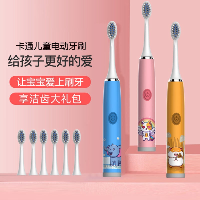Children'S Electric Toothbrush Cartoon Soft Hair Ip7 Waterproof Sonic Vibration Rechargeable Toothbrush Factory - Image 2