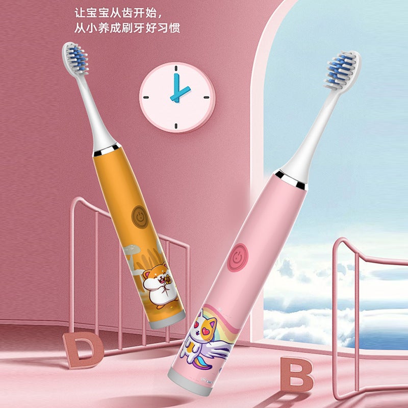 Children'S Electric Toothbrush Cartoon Soft Hair Ip7 Waterproof Sonic Vibration Rechargeable Toothbrush Factory - Image 3