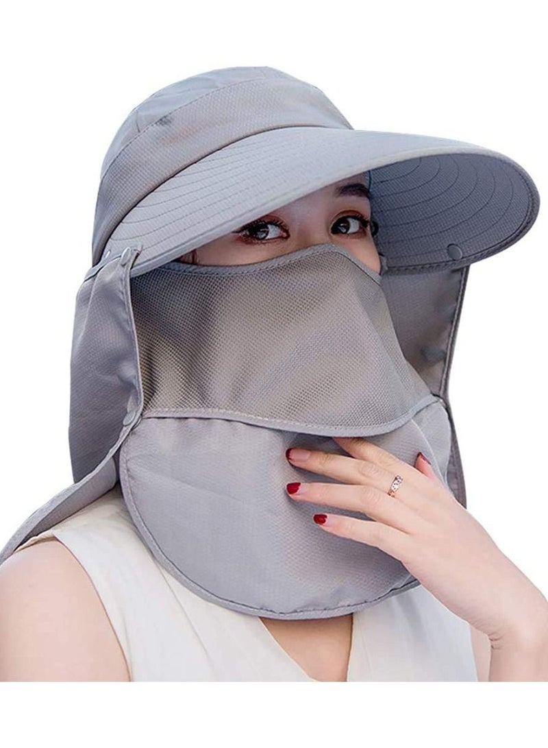 SYOSI Wide Brim Sun Hat, Fishing Hat Cap for Men & Women, Outdoor UV Sun Protection Hat, Women Sun Face Mask Visor Hat, Waterproof Breathable Hiking Hat, UPF 50 Protection Bucke (Grey) - Image 1
