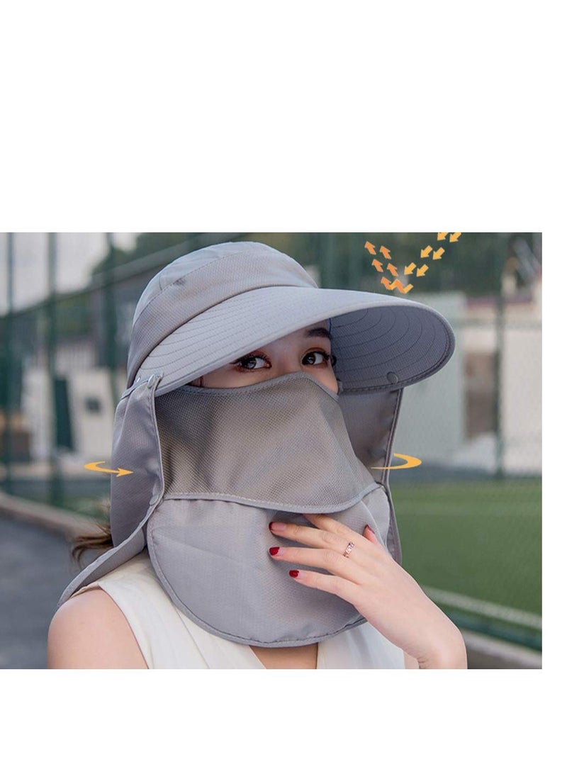 SYOSI Wide Brim Sun Hat, Fishing Hat Cap for Men & Women, Outdoor UV Sun Protection Hat, Women Sun Face Mask Visor Hat, Waterproof Breathable Hiking Hat, UPF 50 Protection Bucke (Grey) - Image 2
