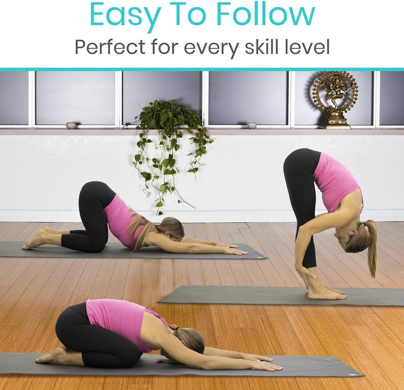 VIVE Yoga Poster - Poses for Beginners and Experts - Mat Exercise Home Gym Workout Accessories Set- Double Sided Laminated Flow Chart Accessory - Instructional Guided Routine - for Women, Men - Image 3