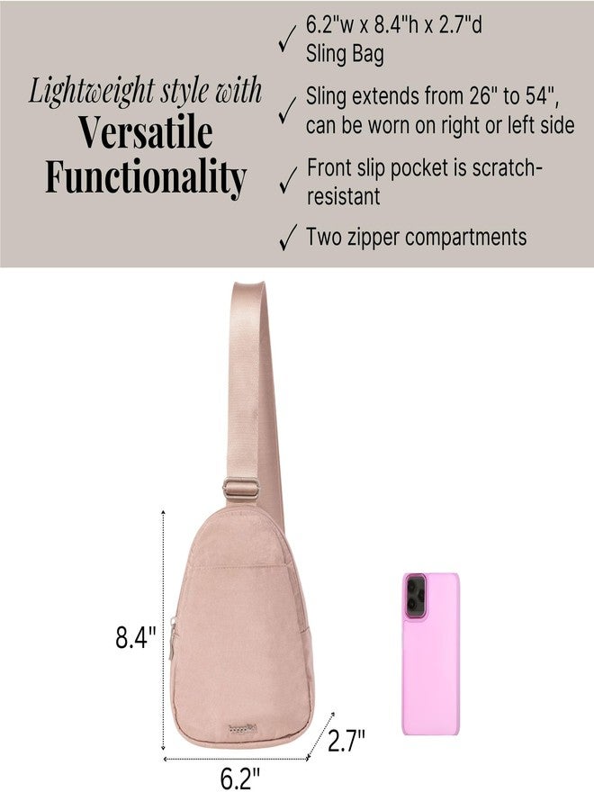 Baggallini Double Zip Mini Sling, Blush Shimmer - Image 4