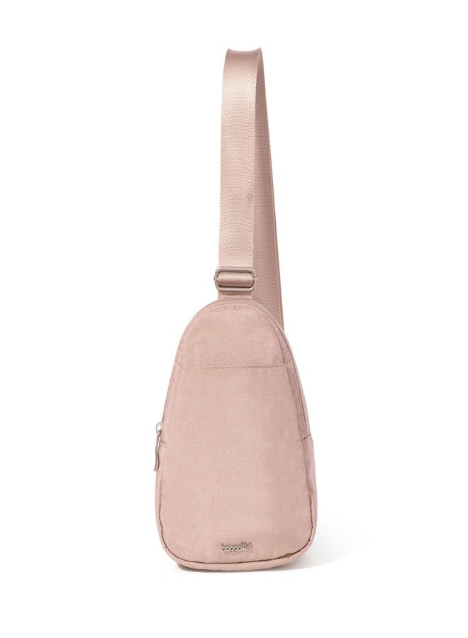 Baggallini Double Zip Mini Sling, Blush Shimmer - Image 1