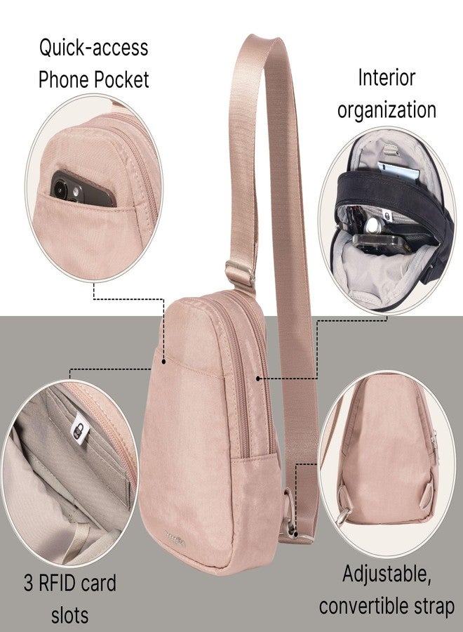 Baggallini Double Zip Mini Sling, Blush Shimmer - Image 3