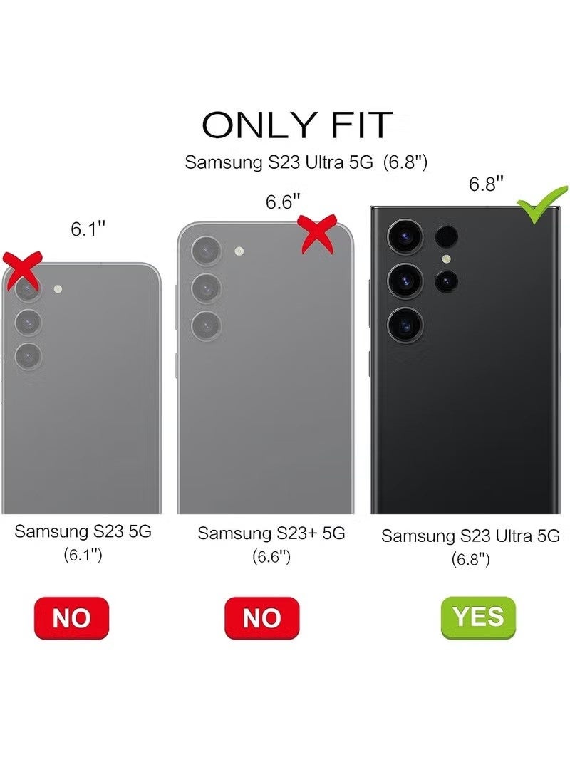 جراب لهاتف Samsung Galaxy S23 Ultra للنساء والفتيات، جراب مطلي بحزام على شكل قلب وسلسلة قبضة ناعمة من السيليكون TPU اللامع جراب هاتف رفيع لهاتف Galaxy S23 Ultra (أسود) - Image 5