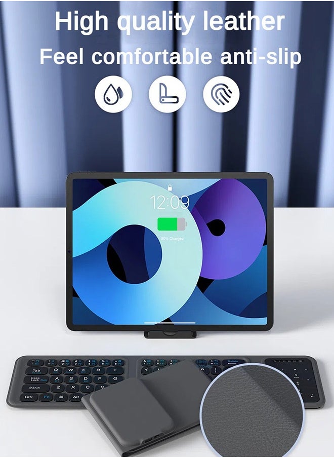 TUNKE - TUNKE Foldable Bluetooth Keyboard with Touchpad – 3 Device Connection, Numeric Pad, Type-C Fast Charge, Compatible with iOS/Android/Windows, Ultra-Thin & Leather Cover Design - Image 1