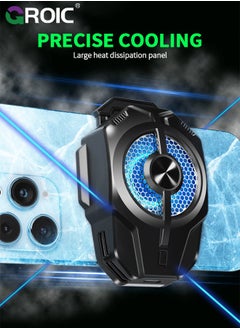 GROIC Phone Cooler with Rechargeable Battery, Phone Cooling Fan for Gaming Fit All Types of iPhone Android Smartphones, Mobile Phone Radiator with Universal Clamp/RGB LEDS  - Image 3