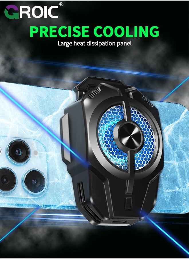 GROIC Phone Cooler with Rechargeable Battery, Phone Cooling Fan for Gaming Fit All Types of iPhone Android Smartphones, Mobile Phone Radiator with Universal Clamp/RGB LEDS  - Image 3