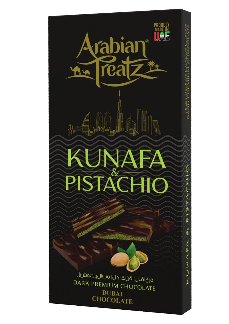 Arabian Treatz Kunafa & Pistachio 100g Dark Premium Chocolate Bar – Made in UAE, Rich Chocolate with Authentic Middle Eastern Flavor - Image 3