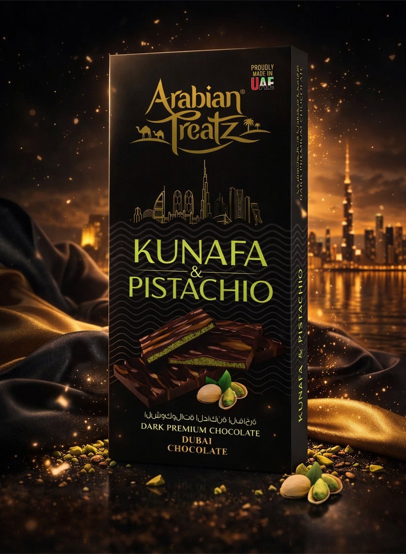 Arabian Treatz Kunafa & Pistachio 100g Dark Premium Chocolate Bar – Made in UAE, Rich Chocolate with Authentic Middle Eastern Flavor - Image 2