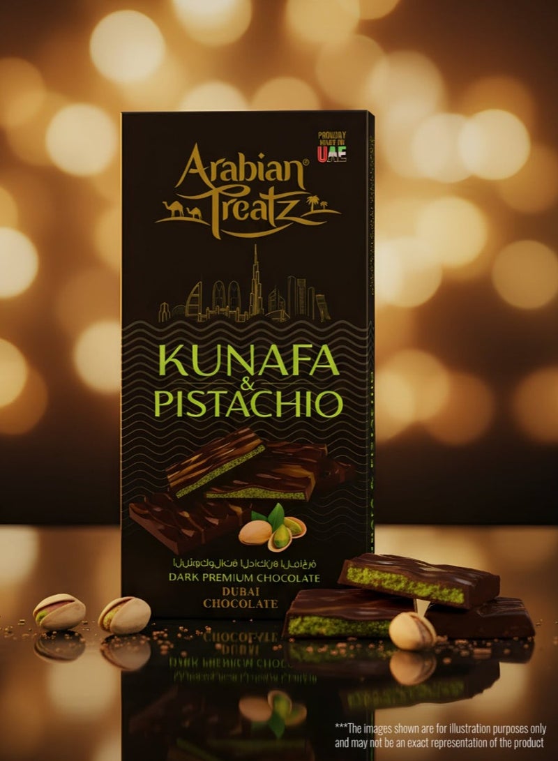 Arabian Treatz Kunafa & Pistachio 100g Dark Premium Chocolate Bar – Made in UAE, Rich Chocolate with Authentic Middle Eastern Flavor - Image 1