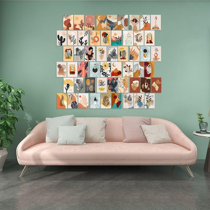 CVANU Set of 54 Boho Wall Collage Kit Printed Poster with Glue Dot Tape for Wall Decoration Size 6inchX4inch_20230792 - Image 3