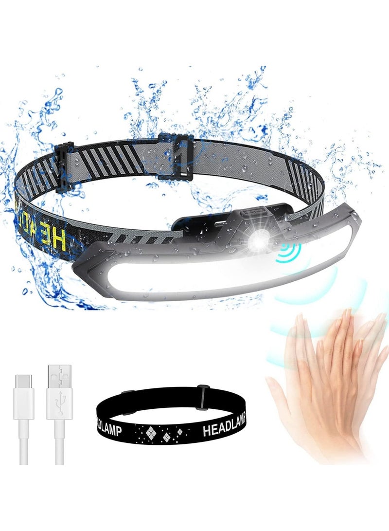 AROAQ Headlamp Rechargeable, Super Bright Beam Head Lamp LED with Motion Sensor, Waterproof Head Light Flashlight with White Red Light for Camping Hiking, Running, Repairing, Fishing, Cycling - Image 1