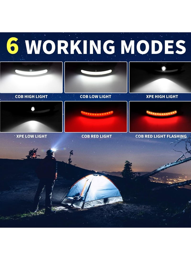 AROAQ Headlamp Rechargeable, Super Bright Beam Head Lamp LED with Motion Sensor, Waterproof Head Light Flashlight with White Red Light for Camping Hiking, Running, Repairing, Fishing, Cycling - Image 2