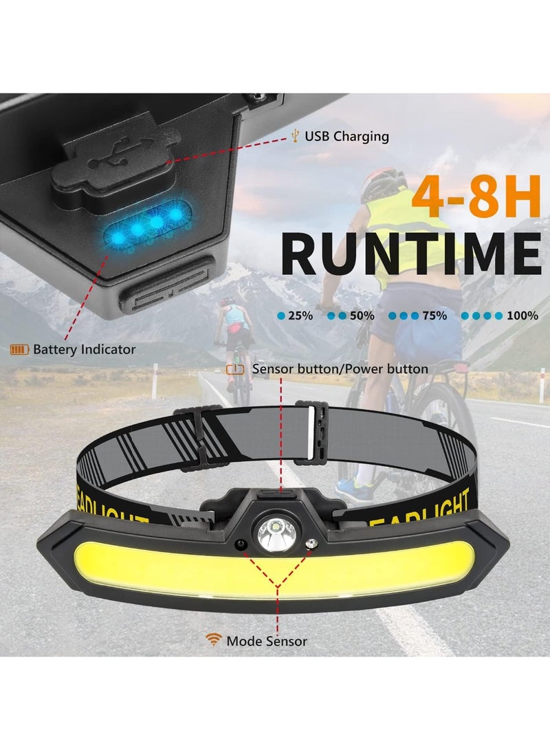 AROAQ Headlamp Rechargeable, Super Bright Beam Head Lamp LED with Motion Sensor, Waterproof Head Light Flashlight with White Red Light for Camping Hiking, Running, Repairing, Fishing, Cycling - Image 3