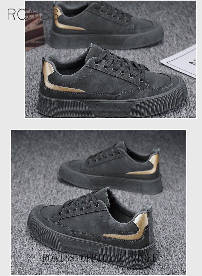 رويس رجالي شائع نعال ناعمة كاجوال متعددة الاستخدامات أحذية رياضية العمل حماية العمل نعل سميك مقاومة للاهتراء أحذية مسطحة لون الصلبة كل يوم متعدد الاستخدامات كاجوال أحذية رمادي - Image 5