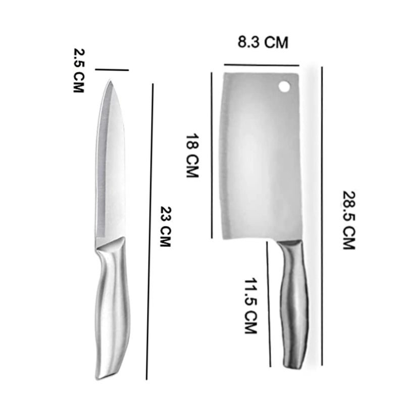 DORMICO Kitchen Knife Set 47 Paring 7 Cleaver High Carbon Ultra Sharp Stainless Steel Cooking Knife for Fruit Vegetable Meat Cutting Chopping Slicing Silver Pack of 2 - Image 3