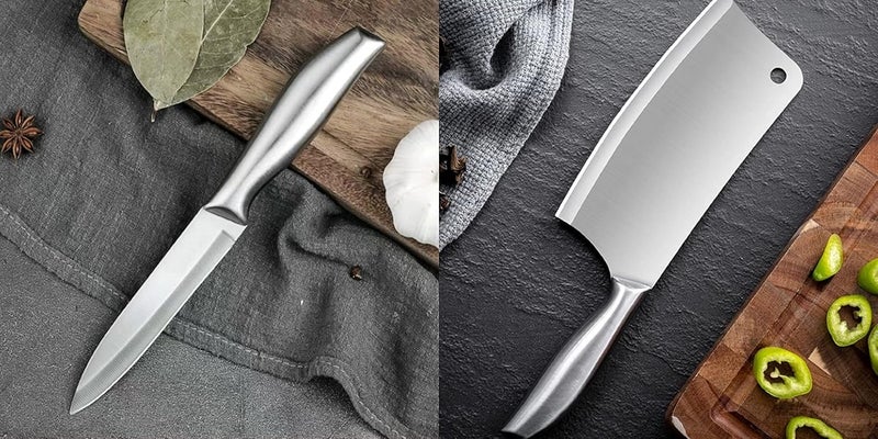 DORMICO Kitchen Knife Set 47 Paring 7 Cleaver High Carbon Ultra Sharp Stainless Steel Cooking Knife for Fruit Vegetable Meat Cutting Chopping Slicing Silver Pack of 2 - Image 2