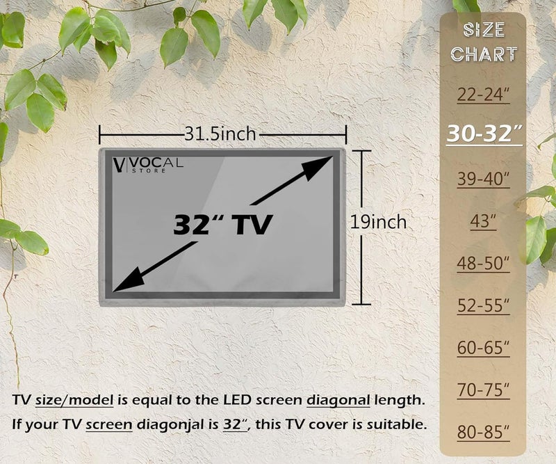 Vocal Store (Nylon, Polyvinyl Chloride) Waterproof & Dustproof TV Cover, 32 Inchh (Gray) CLED4-SOL - Image 3