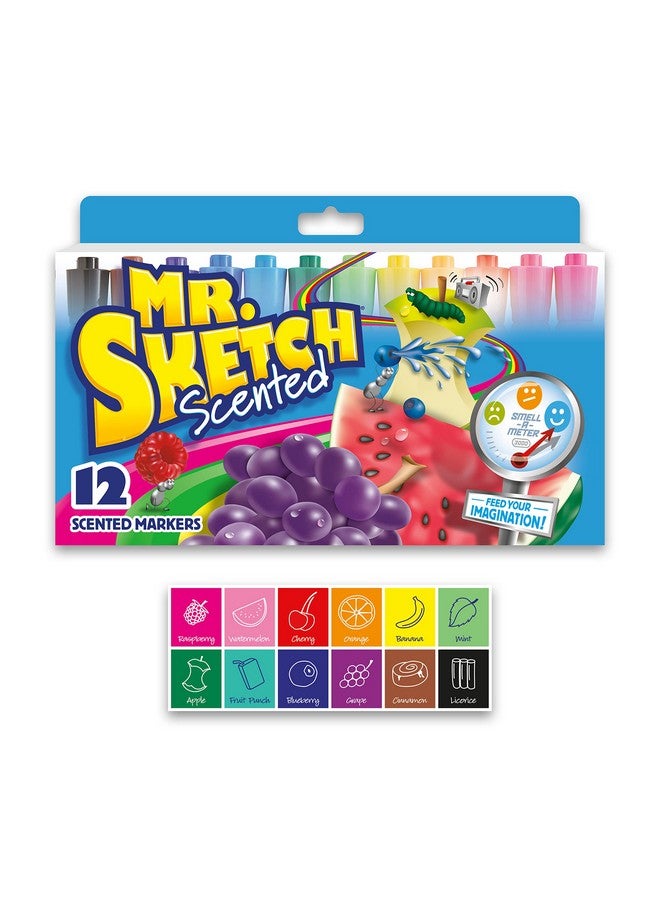 مستر.سكيتش أقلام تلوين مائية من سانفورد، ألوان متنوعة معطرة، مجموعة 12 قطعة - Image 1