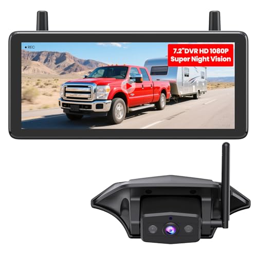 AUTO-VOX RV Backup Camera Wireless Plug and Play: Compatible with Pre-Wired RV, IR Night Vision, HD 1080P 7.2'' DVR 3-Channels, Stable Signal & Wide Angle Rear View Camera for Trailer Camper Motorhome - Image 1