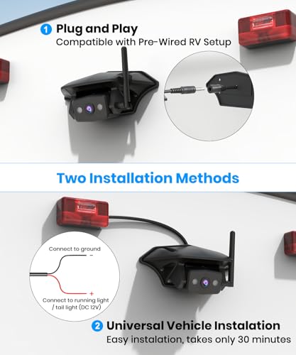 AUTO-VOX RV Backup Camera Wireless Plug and Play: Compatible with Pre-Wired RV, IR Night Vision, HD 1080P 7.2'' DVR 3-Channels, Stable Signal & Wide Angle Rear View Camera for Trailer Camper Motorhome - Image 2