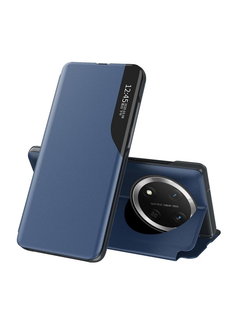 Leather Case Compatible Honor X9c (5G), Frosted Magnetic Drop Proof Phone Case with Smart Window and Stand Function, Shockproof Protective Case