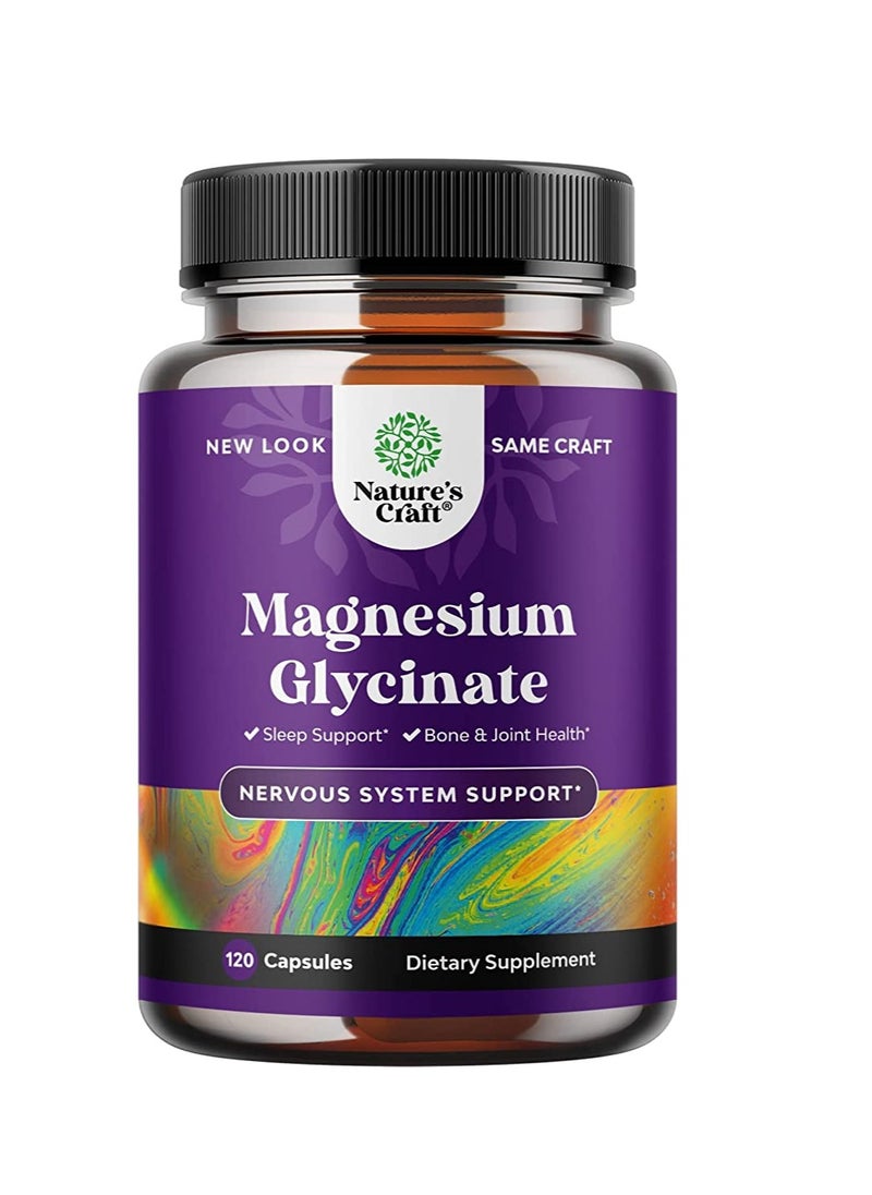 Nature's Craft - Magnesium Glycinate 400mg for Sleep Support Bone Health Muscle Recovery Heart Health Mood and Immune Support for Women and Men 120ct - Image 1