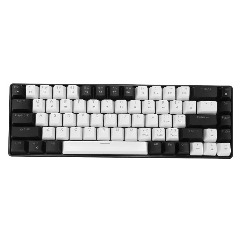 68 Key Mechanical Keyboard Ice Blue Backlight Hot Swappable Ergonomic Design - Double Color Key Cover Mechanical Gaming Keyboard with 19 Lighting Modes for Windows OS X Linux - Image 1